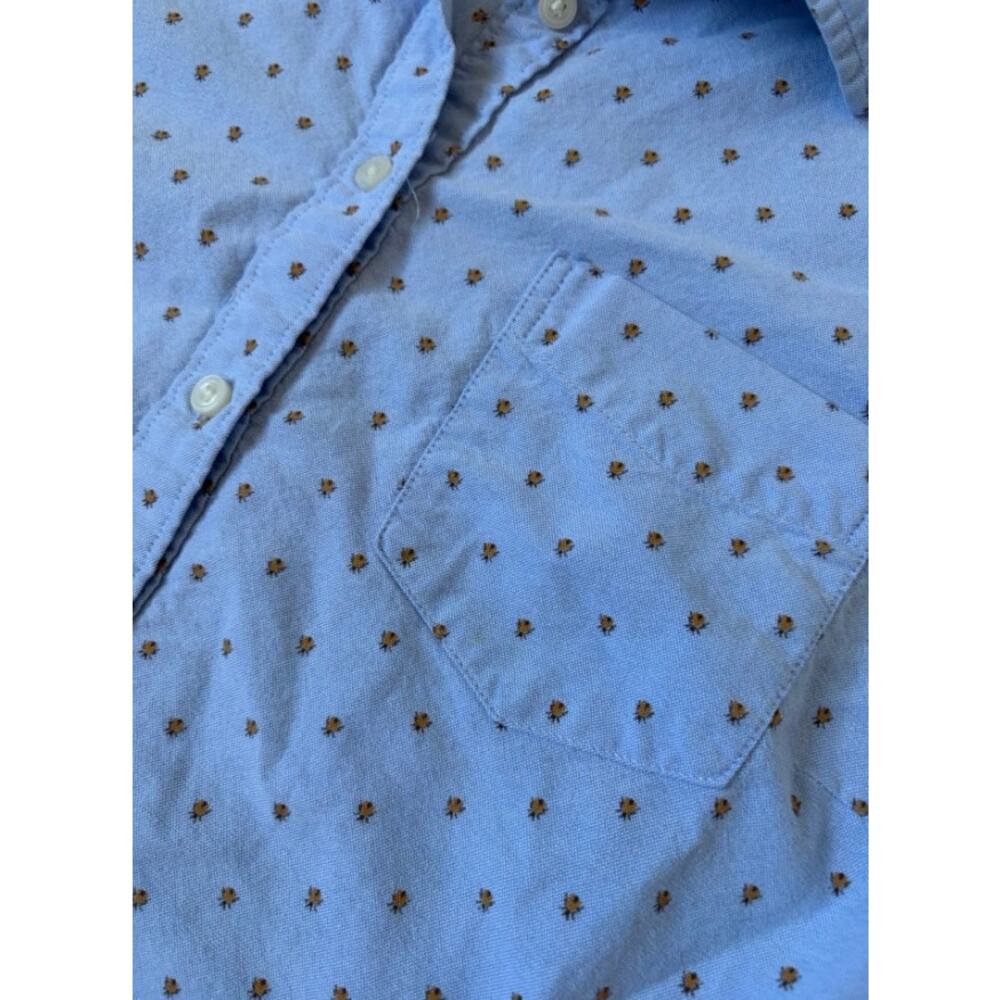 Womens 100% Cotton Button Down Casual Blue Floral Dress Shirt Sz L Career Office - Picture 9 of 9